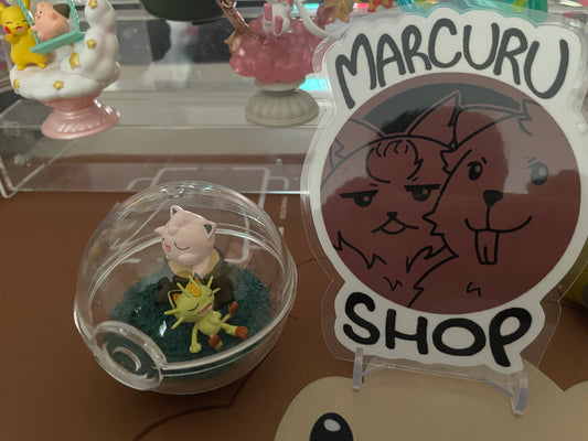Pokemon 2021 Jigglypuff Meowth Re-Ment Terrarium Series #9 Figure (Flowers Missing)